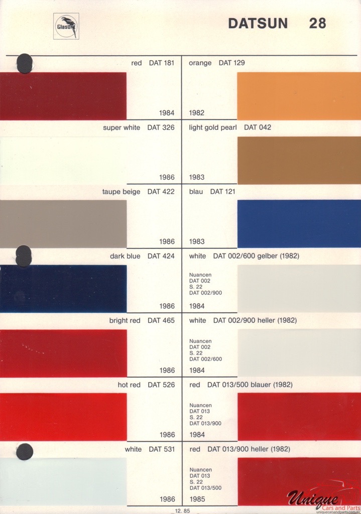 1982 Datsun Paint Charts Glasurit 1